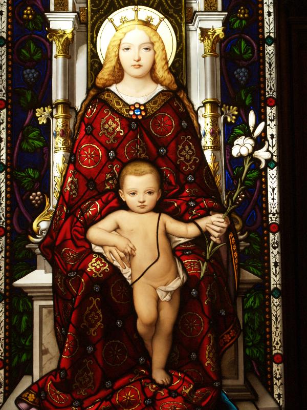 Vatican City: Vatican Museum: mother and child stained glass window