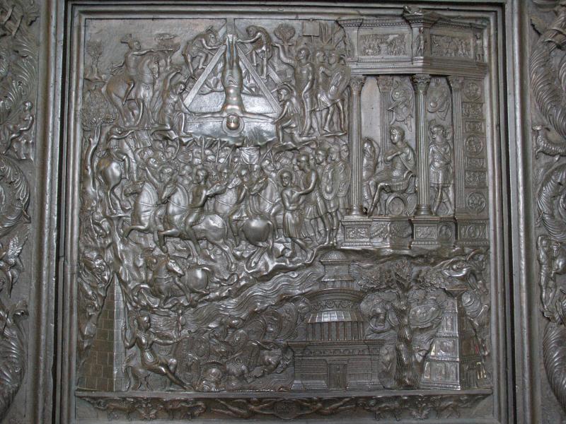 Vatican City: Basilica di San Pietro (St Peter's Basilica): The Martyrdom of Saint Peter (bronze door panel, 1445, Antonio Averulino, called Il Filarete)