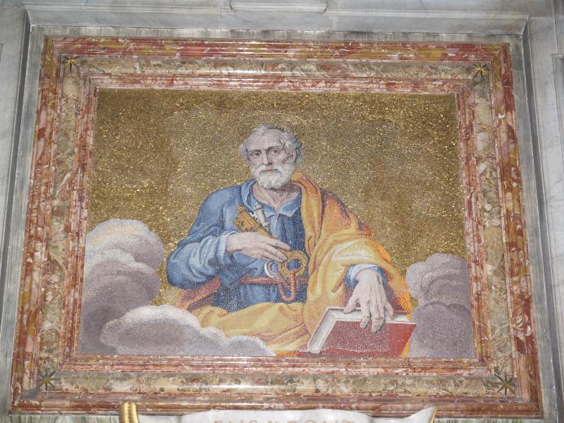 Vatican City: Basilica di San Pietro (St Peter's Basilica): mosaic of St Peter (over Porta Santa)