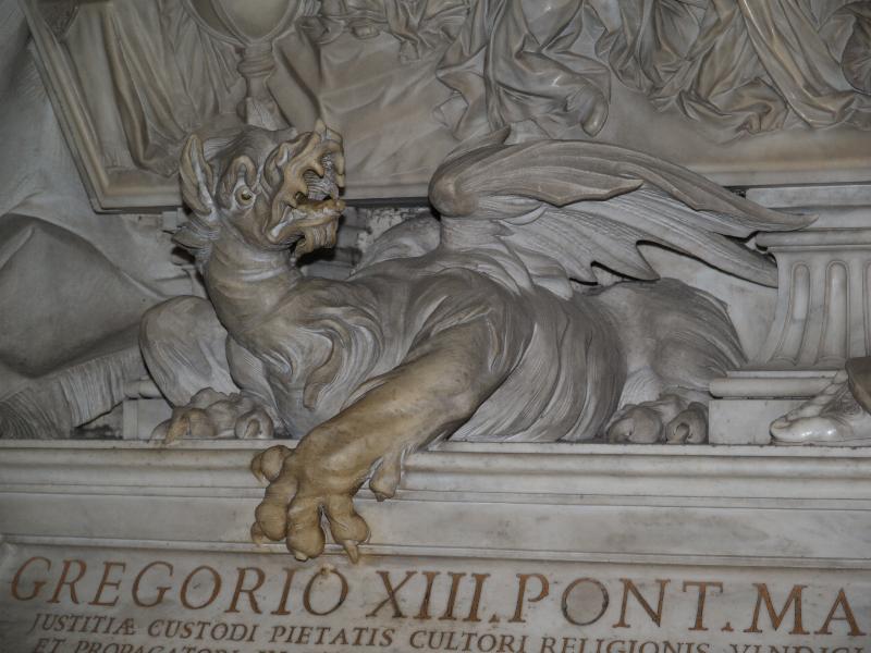 Vatican City: Basilica di San Pietro (St Peter's Basilica): Gregory XIII monument, dragon (1715-1723, Camillo Rusconi)