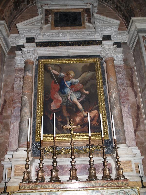 Vatican City: Basilica di San Pietro (St Peter's Basilica): Altar of St Michael the Archangel (St Michael Defeating the Devil) (1757-1758 mosaic after 1642 painting by Guido Reni)