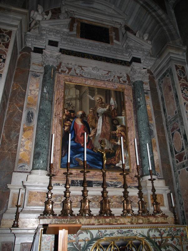 Vatican City: Basilica di San Pietro (St Peter's Basilica): Alter of St Gregory the Great (mosaic by Alessandro Cocchi and Vincenzo Castellini after 1625 painting by Sacchi)