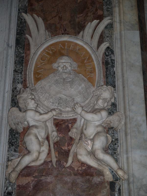 Vatican City: Basilica di San Pietro (St Peter's Basilica): column decoration of angels and Saint Alexander