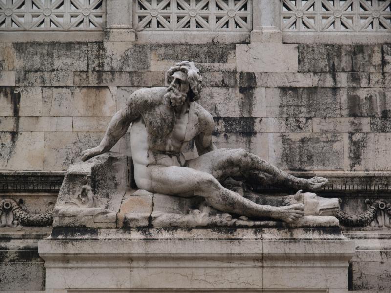 Rome, Italy: Monumento a Vittorio Emanuele II: allegorical figure representing Tyrrhenian Sea (1885-1911, monument by Giuseppe Sacconi)