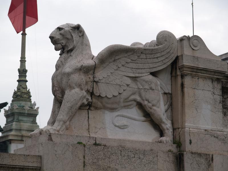 Rome, Italy: Monumento a Vittorio Emanuele II: winged lion (1885-1911, monument by Giuseppe Sacconi)