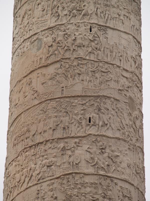 Rome, Italy: Colonna Traiana (Trajan's Column): east side detail (erected in 113 AD, designed by Apollodorus of Damascus)