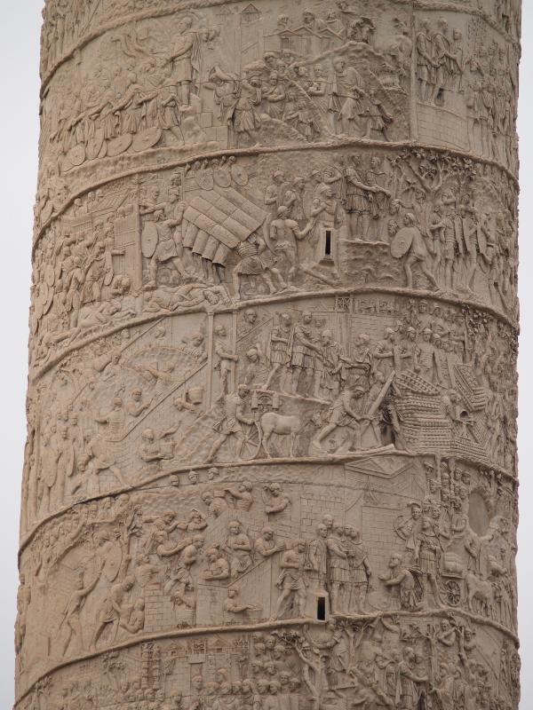 Rome, Italy: Colonna Traiana (Trajan's Column): east side detail (erected in 113 AD, designed by Apollodorus of Damascus)