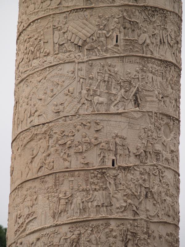 Rome, Italy: Colonna Traiana (Trajan's Column): east side detail (erected in 113 AD, designed by Apollodorus of Damascus)