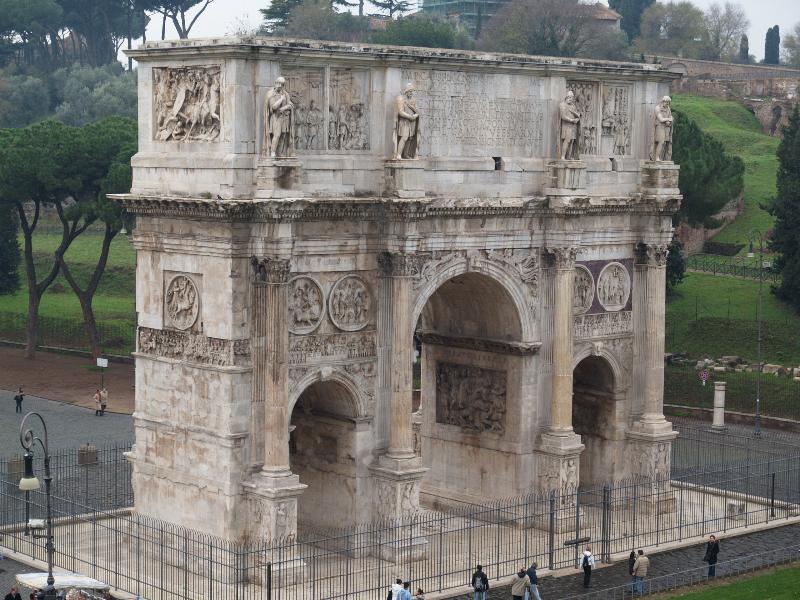 Rome, Italy: Arco di Trionfo di Constantio (Arch of Constantine): view from northeast (monument built 315 AD)