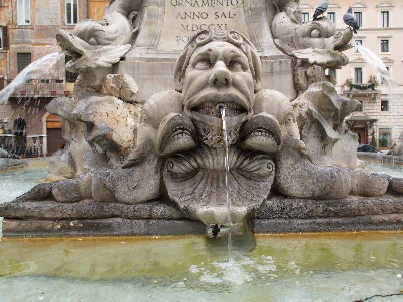 Rome, Italy: Piazza della Rotonda: sea creatures (fountain designed in 1578 by Giacomo Della Porta)