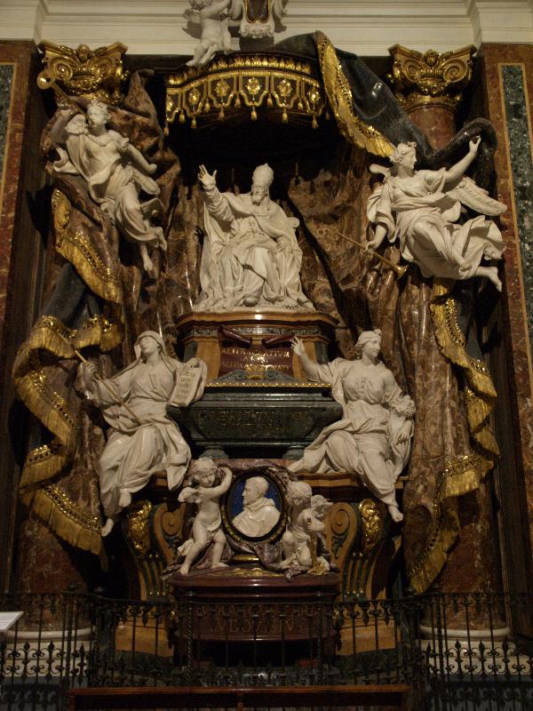 Rome, Italy: Sant'Ignazio: funeral monument to Gregory XV and Cardinal Ludovico Ludovisi (1709-1717, Pierre Le Gros and Pierre Etienne Monnot)