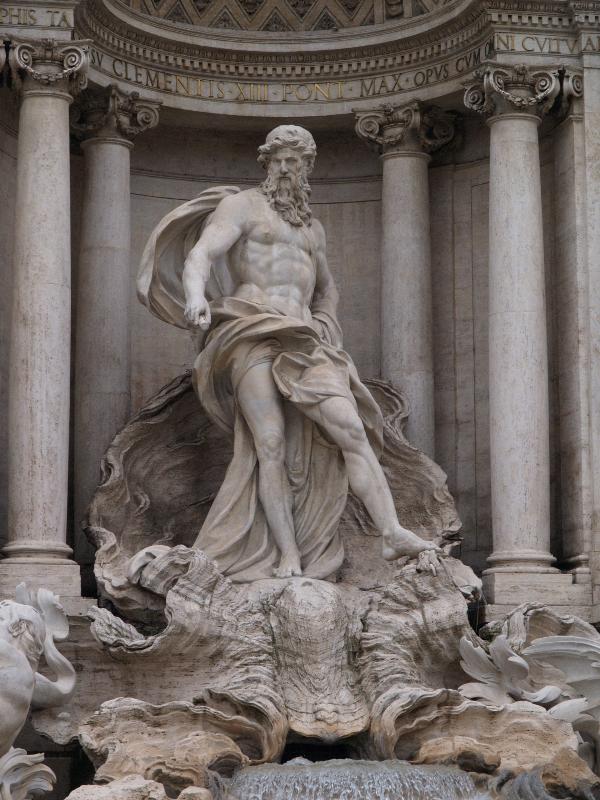 Rome, Italy: Fontana di Trevi (Trevi Fountain): central figure representing the Ocean (1732-1760s, Nicola Salvi)