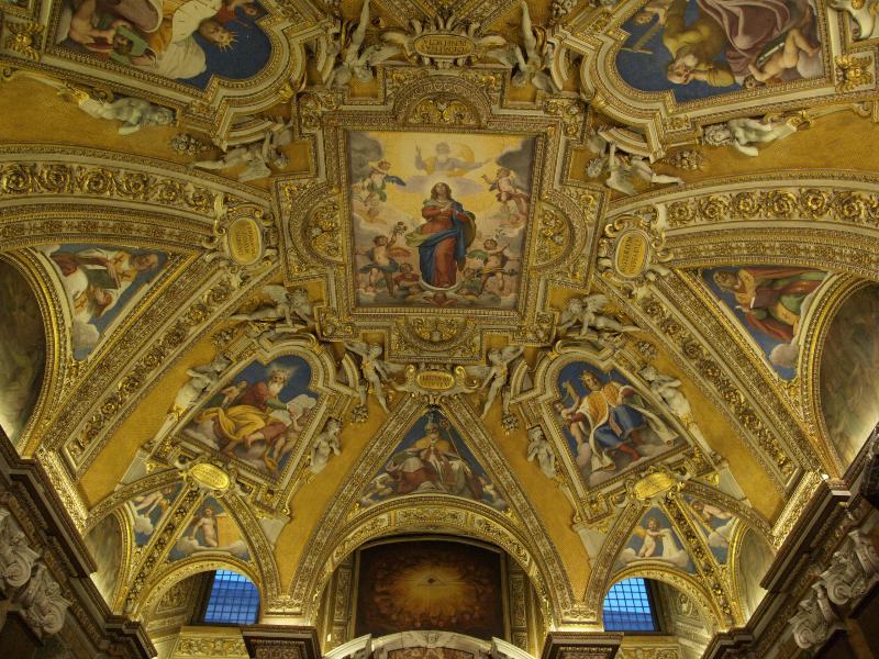 Rome, Italy: Basilica di Santa Maria Maggiore (St Mary Major): Baptistry, ceiling fresco (by Domenico Cresti called Il Passignano)