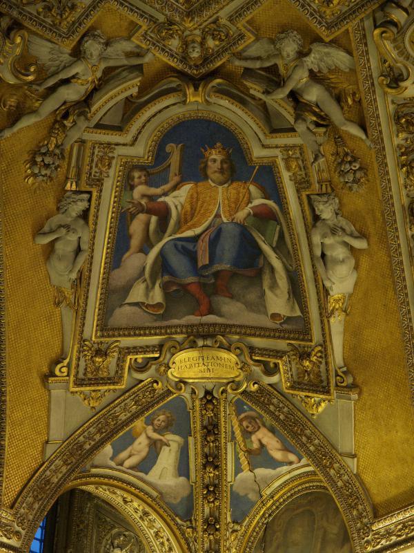 Rome, Italy: Basilica di Santa Maria Maggiore (St Mary Major): Baptistry, ceiling fresco (by Domenico Cresti called Il Passignano)
