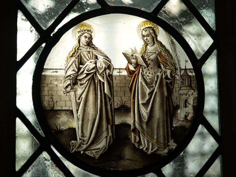 Cambridge, England: King's College: chapel small interior stained glass window (16th century Flemish?)
