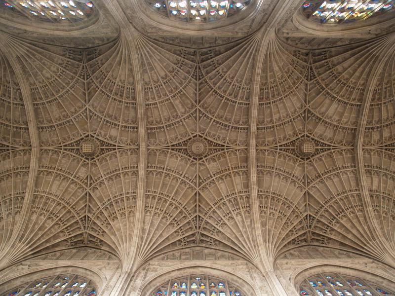 Cambridge, England: King's College: chapel ceiling