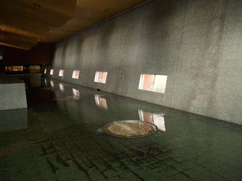 Utrecht University, Netherlands: Minnaert Building (Gebouw), Leuvenlaan 4: interior rainwater collection and cooling pool (1997, Neutelings Riedijk Architecten)