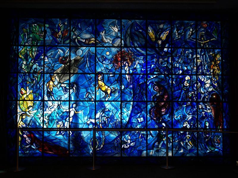 New York City, NY: United Nations (First Avenue), General Assembly Building: Peace Window (1964, Marc Chagall)