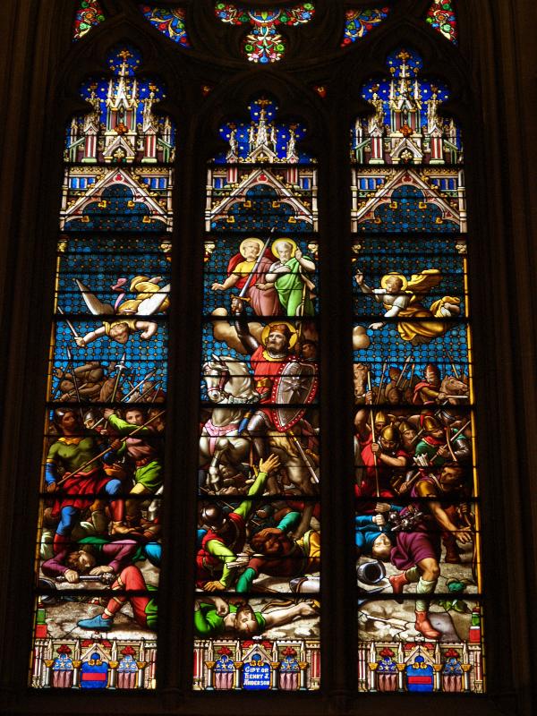 New York City, NY: St Patrick's Cathedral (Fifth Avenue): Window of St Henry (made in Chartres, France)