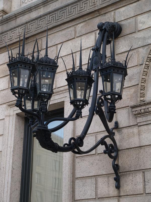 Boston, Massachusetts (MA): Boston Public Library, McKim Building: exterior lanterns (1887-1895, architect McKim, Mead and White)