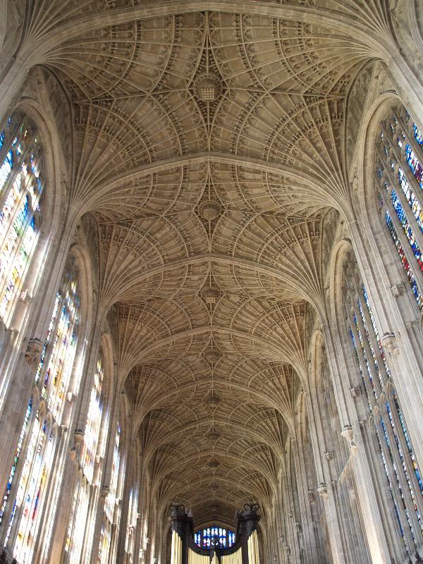 Cambridge, England: King's College: chapel ceiling long view