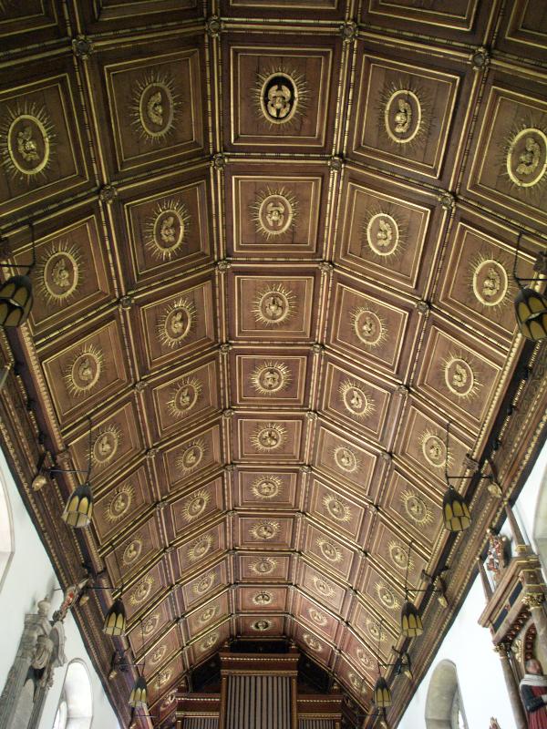 Cambridge, England: Gonville and Caius College: chapel ceiling (1637; cherubs removed 1643, replaced 1660)