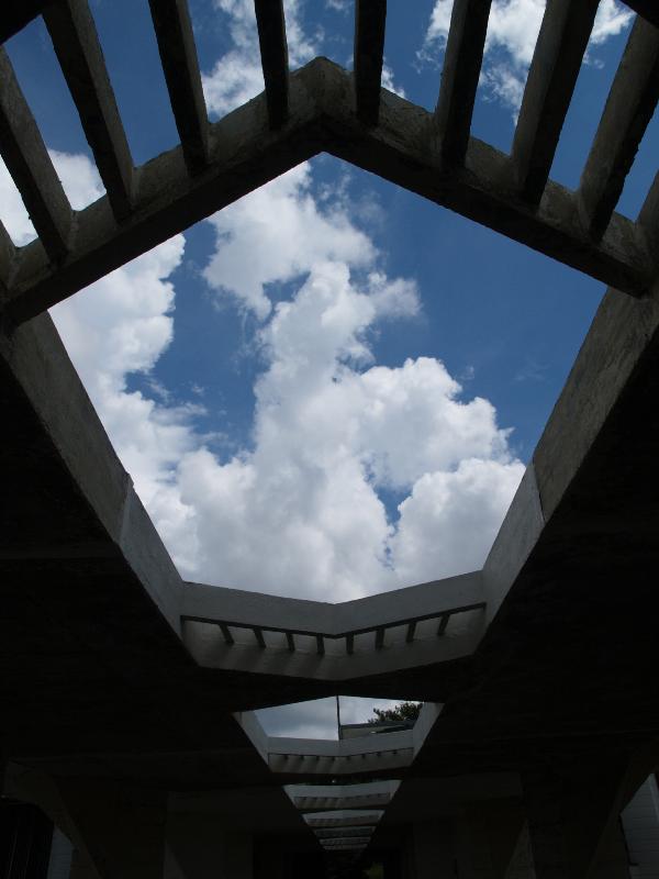 Lakeland, Florida (FL): Florida Southern College: Esplanade hexagonal cutouts, at Administration Building (1945-1948, Frank Lloyd Wright)