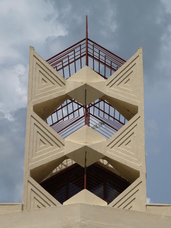 Lakeland, Florida (FL): Florida Southern College: Annie Pfeiffer Chapel, bell tower exterior (1938-1941, Frank Lloyd Wright)