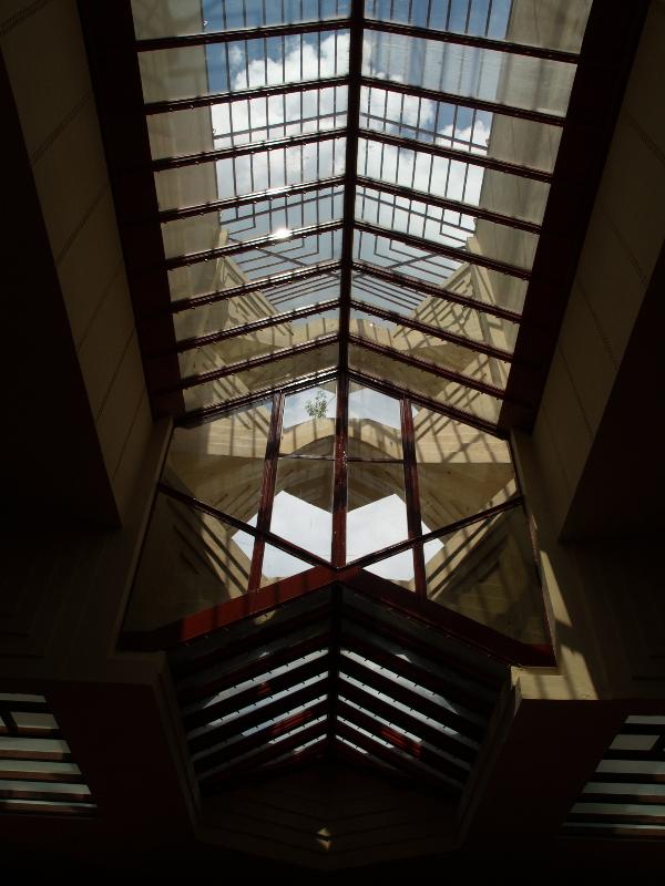 Lakeland, Florida (FL): Florida Southern College: Annie Pfeiffer Chapel, bell tower interior (1938-1941, Frank Lloyd Wright)