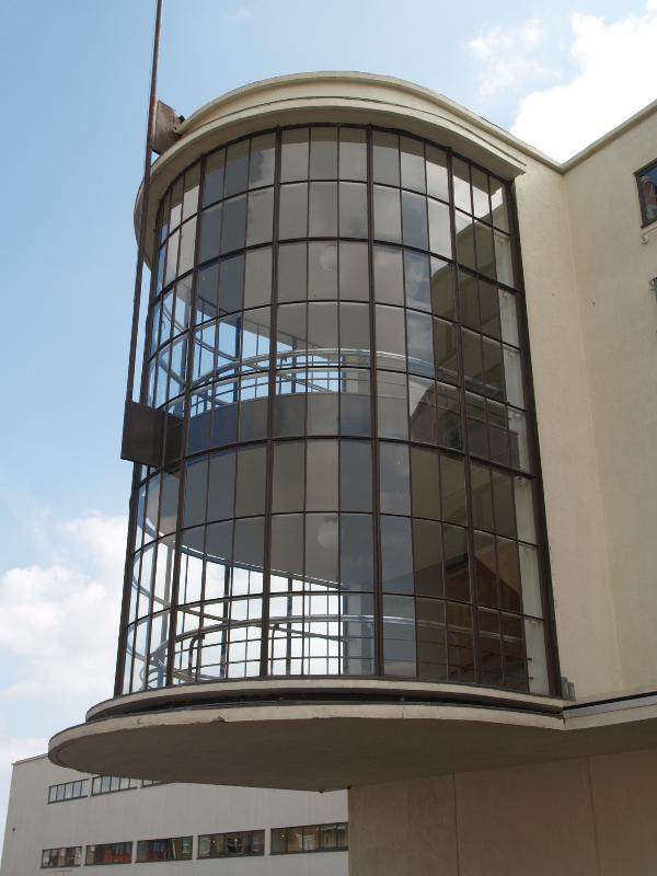 Bexhill-on-Sea, England: De La Warr Pavilion: cantilevered north stairwell, exterior (1935, Erich Mendelsohn and Serge Chermayeff; restored 2005, John McAslan and Partners)