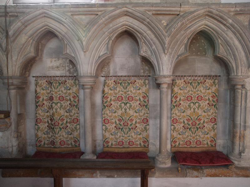 Willingham, England: St Mary and All Saints Church: sedilia (seating for clergy, 13th century, restored 1890 and 1983)