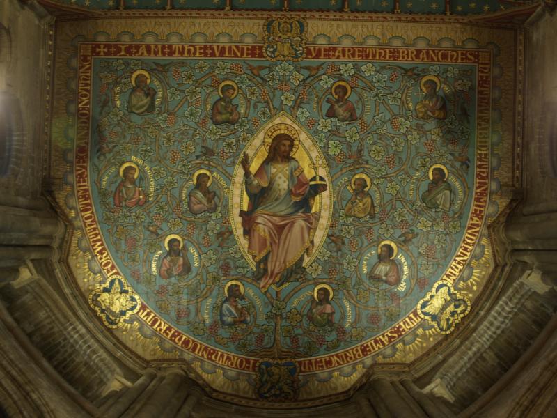 Peterborough, England: Peterborough Cathedral: apse ceiling, east end (late Victorian)