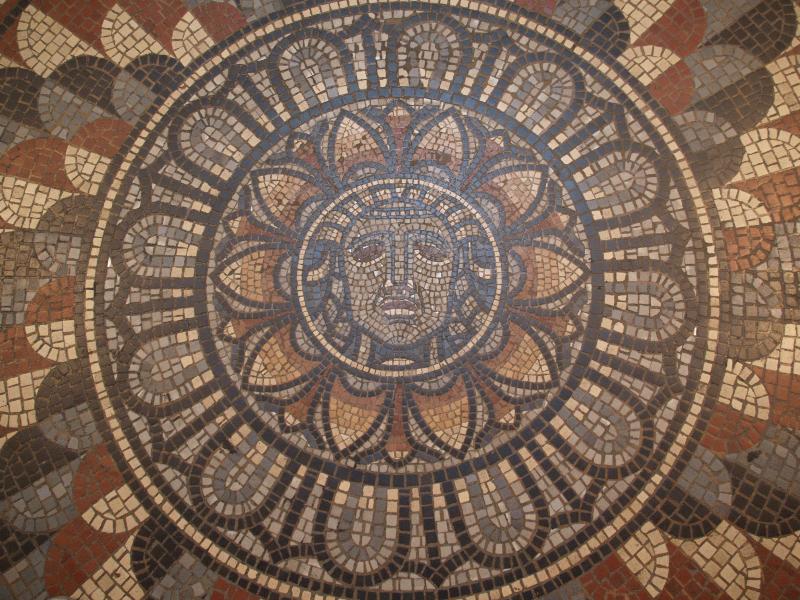 Cambridge, England: Fitzwilliam Museum: detail of mosaic floor (1870-1875)