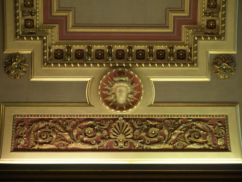 Cambridge, England: Fitzwilliam Museum: polychrome arch decoration (1870-1875, restored 1999-2001)