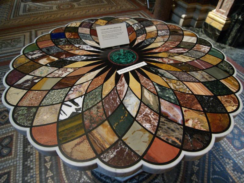 Cambridge, England: Fitzwilliam Museum: Italian specimen (pietra dura) table (1829, workshop of Giacomo Raffaelli, Rome)