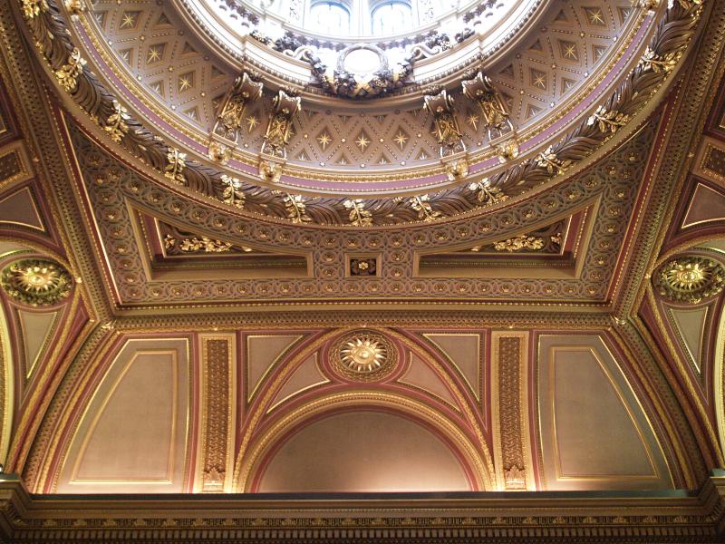 Cambridge, England: Fitzwilliam Museum: polychrome decoration below dome (1870-1875, restored 1999-2001)