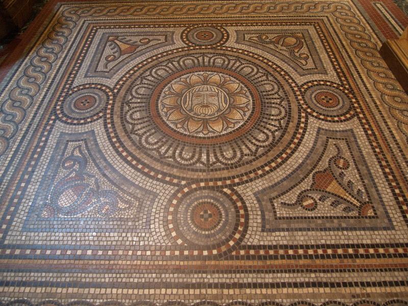 Cambridge, England: Fitzwilliam Museum: detail of mosaic floor (1870-1875)