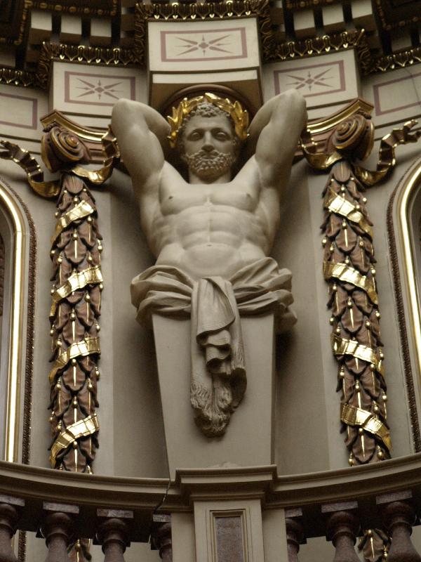 Cambridge, England: Fitzwilliam Museum: dome support (1870-1875, restored 1999-2001)