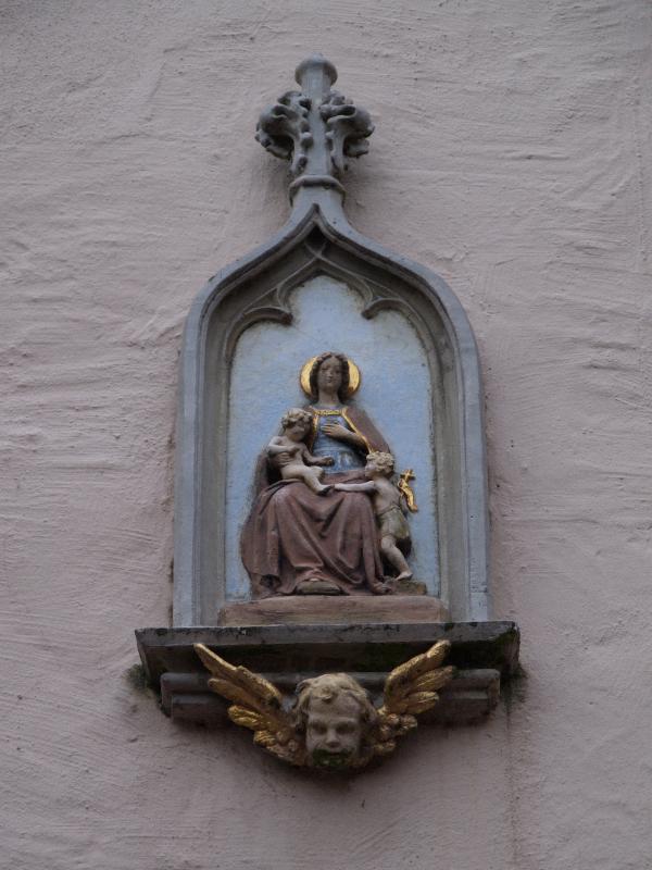 Ettlingen, Germany: Rathausturm: shrine (Mary and Jesus)