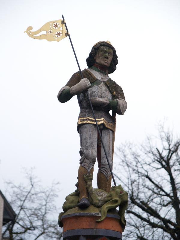 Ettlingen, Germany: Marktplatz: St George's or Market Fountain, detail (1494)