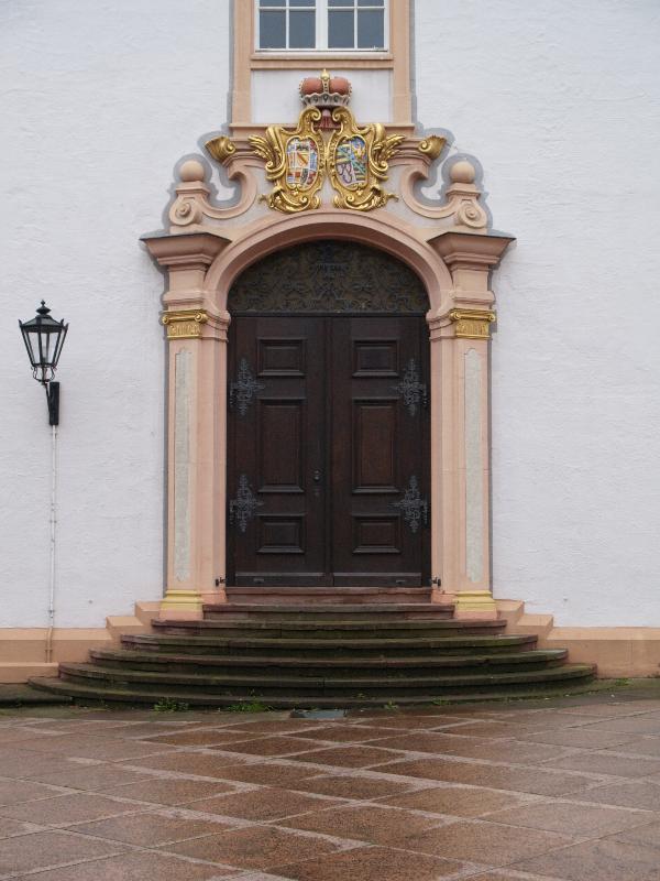 Ettlingen, Germany: Schloss (Castle): side entrance (baroque, 1728-1732, master builder Johann Michael Ludwig Rohrer; restored 1978)