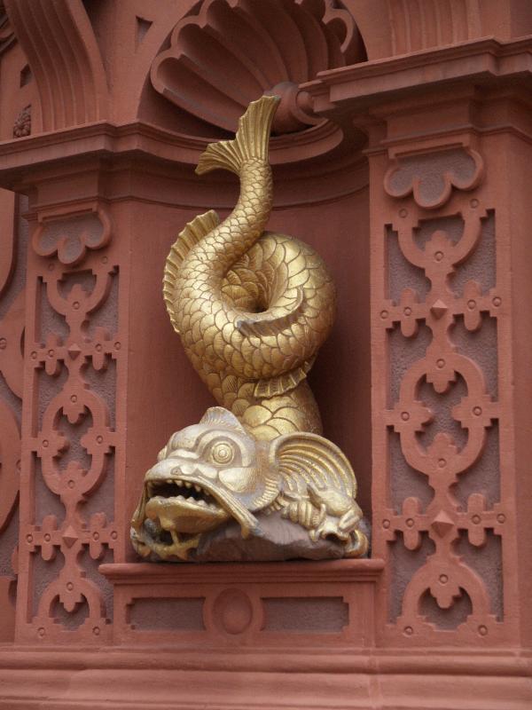 Ettlingen, Germany: Schloss (Castle): Dolphin Fountain, detail (1612, master builder Johannes Schoch)