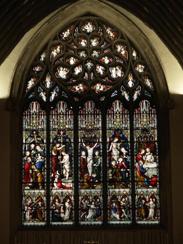 Cambridge, England: Church of St Edward King and Martyr: chancel window (1858, George Gilbert Scott and R. Brandon)