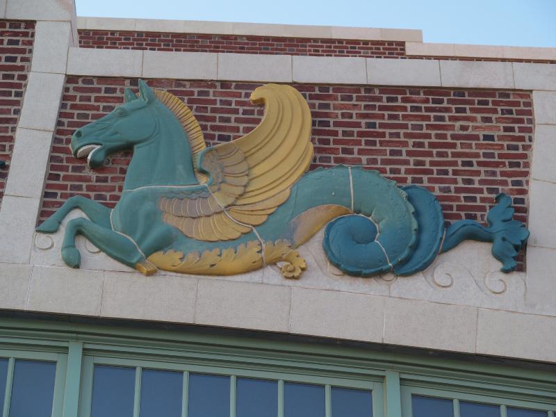 Asbury Park, New Jersey (NJ): Convention Hall: winged horse decoration (1923, architect Warren and Wetmore)
