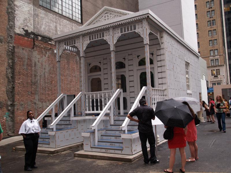 New York City, NY: Museum of Modern Art (MOMA): Digitally Fabricated Housing for New Orleans, front view (2008, MIT School of Architecture and Planning, Lawrence Sass) (part of exhibition 'Home Delivery: Fabricating the Modern Dwelling')