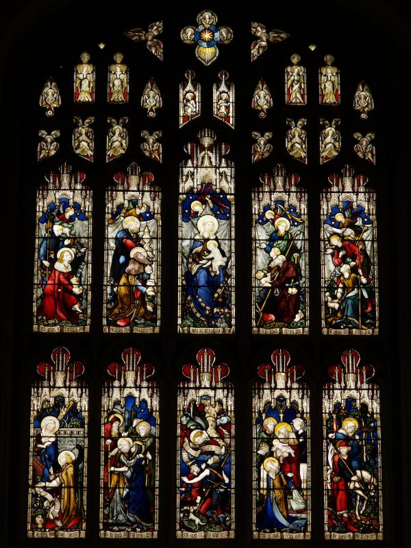 Cambridge, England: Great St Mary's Church: east window (1869, designed and made by firm of John Hardman)