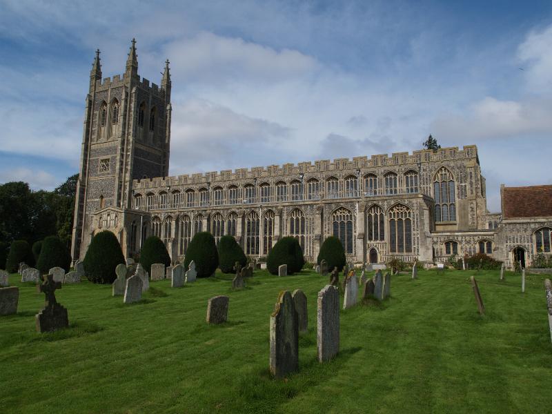 Long Melford, England: Holy Trinity Church: view (largely built 1467-1484, except tower is 1903)