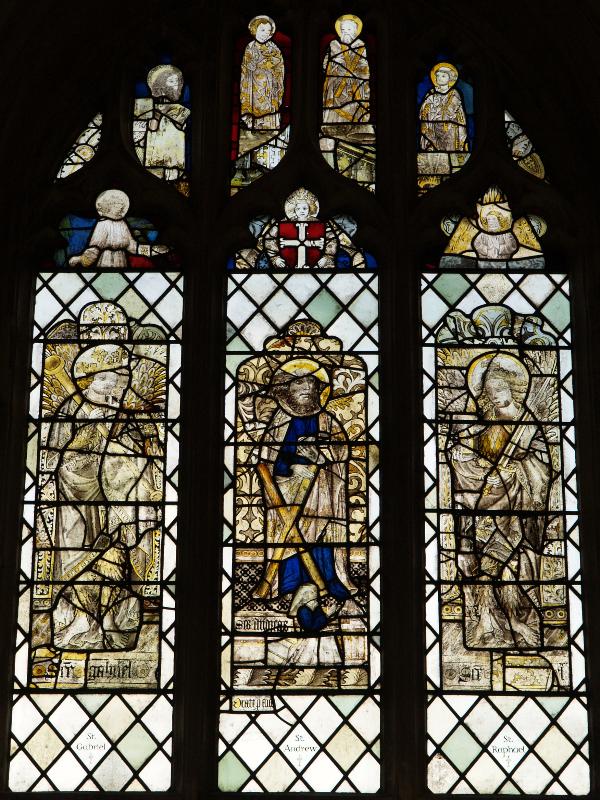 Long Melford, England: Holy Trinity Church: St Gabriel, St Andrew and St Raphael (mid to late 15th century, Norwich School)