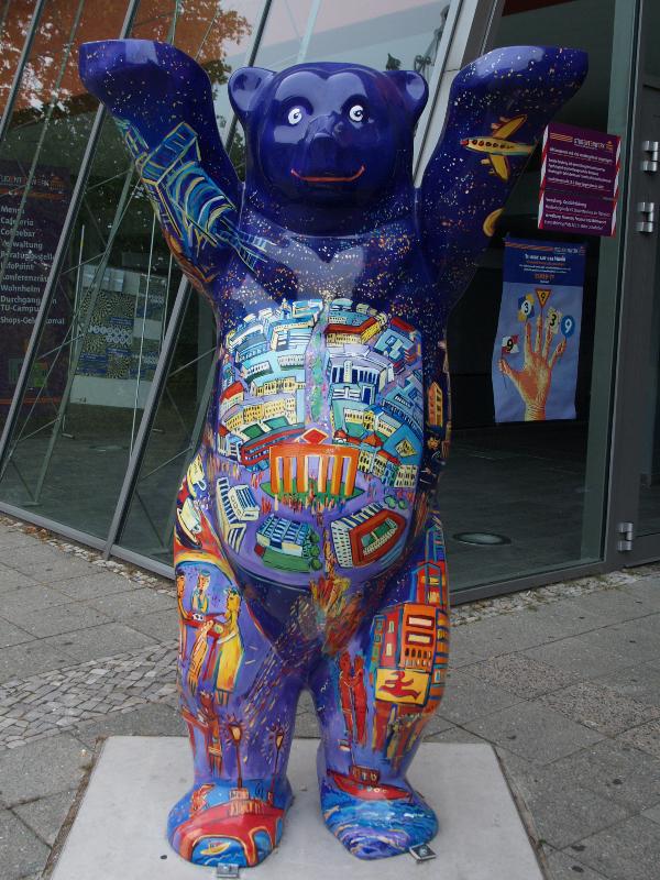Berlin, Germany: Technische Universitaet, Hardenbergstrasse: Study-Buddy-Baer (Berlin bear) (2006)