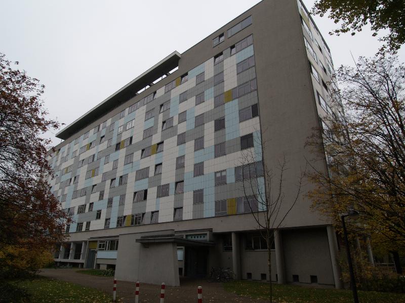 Berlin, Germany: Haendelallee 14-16: view (built for Interbau 1957, architect Pierre Vago)